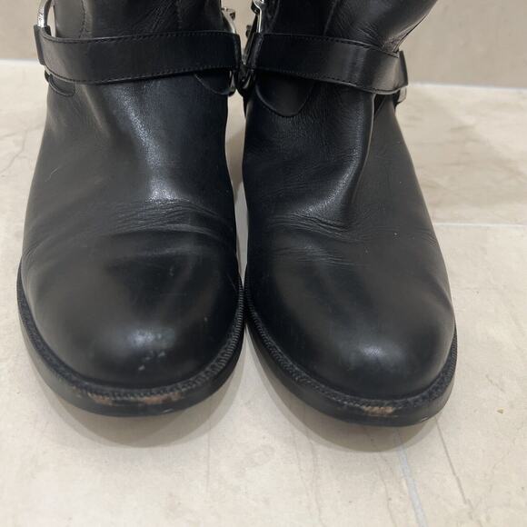 Lauren Ralph Lauren Womens Sz 7 7M Black Jacqui Riding Boots Silver Chain - Picture 7 of 10